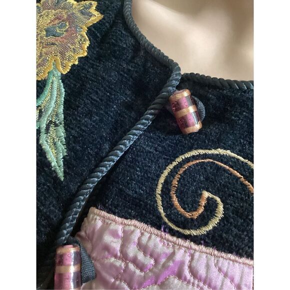 Vintage Indigo Moon Quilted Appliqué Embroidered Jacket M - Picture 6 of 6